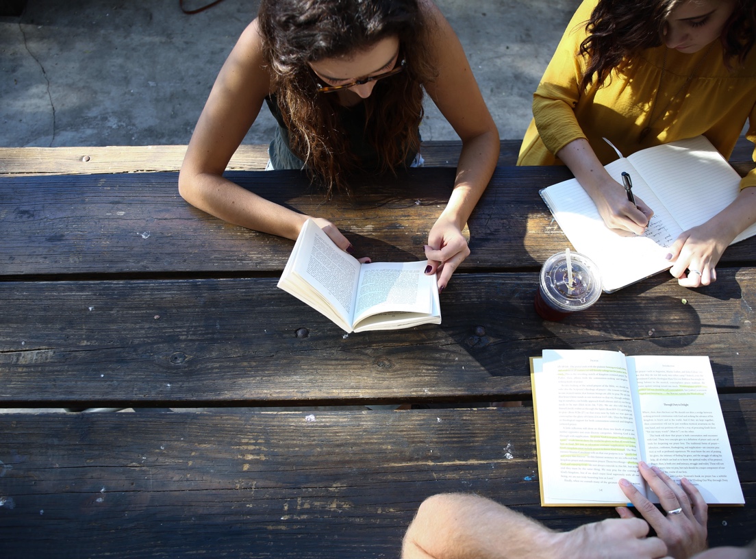 several students studying together