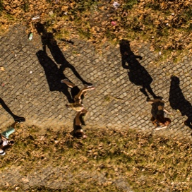 students on campus walking to class